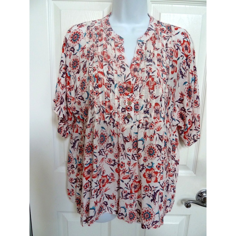 *KNOX ROSE Sz Med. 8/10 Dolman Sleeve Pin-Tucked Cottagecore Blouse Peasant Boho